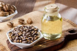 Castor oil: Very thick and rich in ricinoleic acid