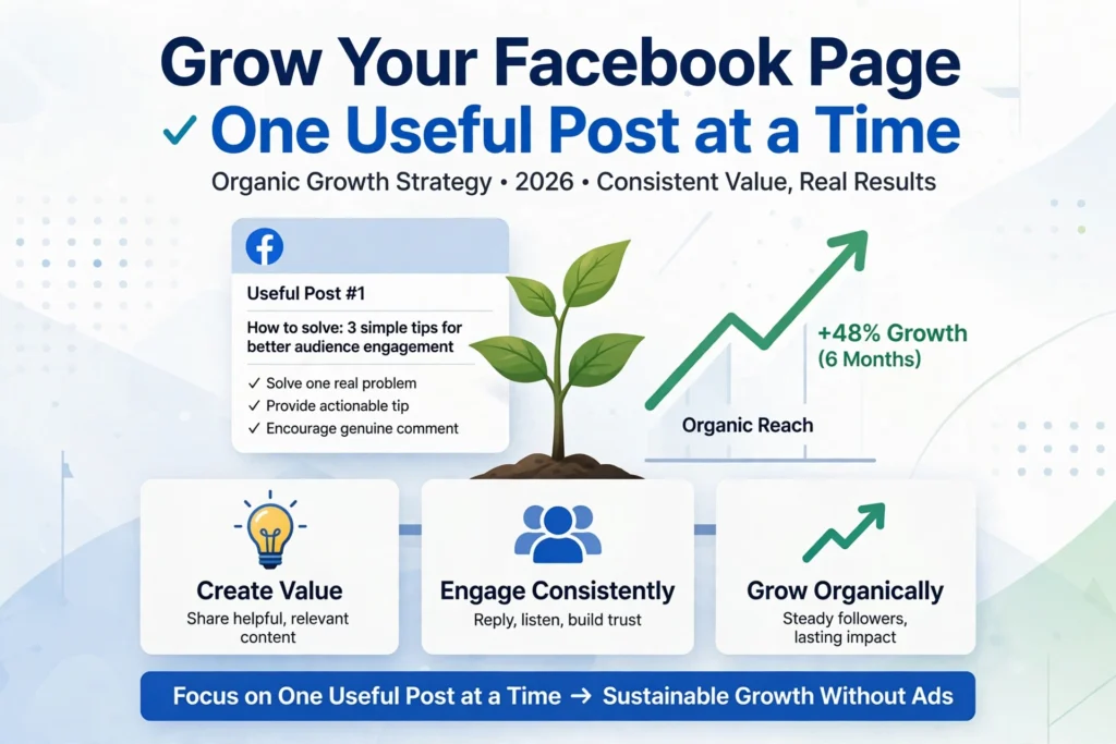 How to Grow a Facebook Page Organically, Facebook Page Growth Tips for Beginners, How to Increase Facebook Page Followers, Facebook Organic Reach Tips, Facebook Engagement Tips, How to Get More Followers on Facebook, Facebook Marketing Strategies, Facebook Page SEO, Best Time to Post on Facebook, Facebook Content Strategy.