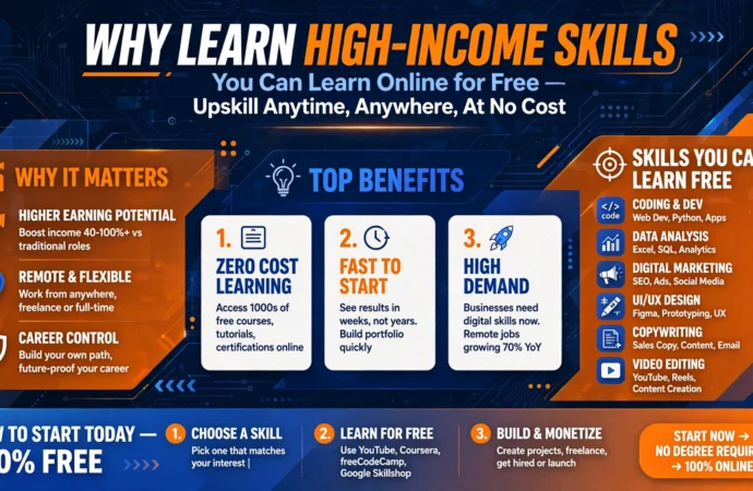 10 High-Income Skills You Can Learn Online for Free in 2026
